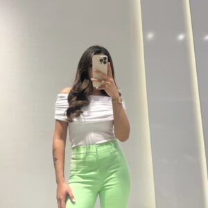 Dilvin Omuzları Düşük Bluz -BEYAZ