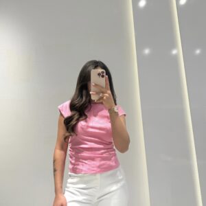 Dilvin Dikiş Detaylı T-Shirt -PEMBE