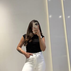 Dilvin Yanları Büzgü Detaylı Top -SİYAH