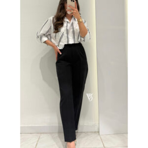 Yüksek Bel Kumaş Pantolon -SİYAH