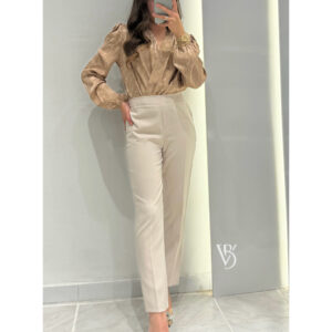 Sateen Desenli Kruvaze Bodysuit -VİZON