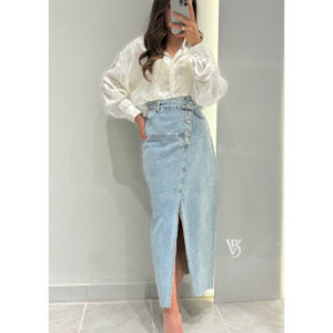 Robin Taş Detay Yırtmaçlı Jean Etek