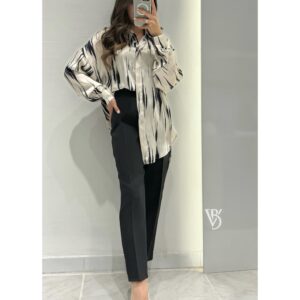 Sateen Desenli Salaş Gömlek -BEJ