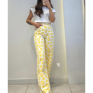 Çiçekli Straight Jean