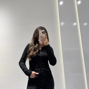 Dilvin Düğme Detaylı Büzgülü Top -SİYAH