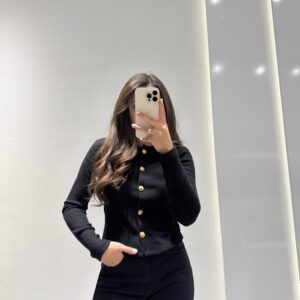 Dilvin Düğme Detaylı Uzun Kollu Hırka -SİYAH