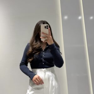 Dilvin Dik Yaka Çıtçıtlı Triko Kazak -MAVİ