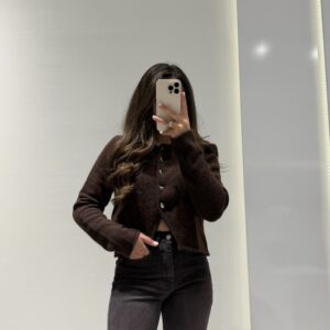 Yumoş Düğme Detay Triko Ceket -ACI KAHVE