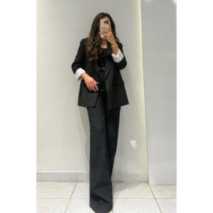 Premium Kalite Çizgi Astarlı Double Kumaş Blazer Ceket -SİYAH