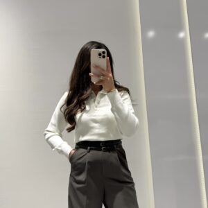 Gold Düğme Detay Triko -EKRU