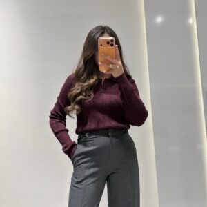 Dilvin Polo Yaka İnce Triko -BORDO