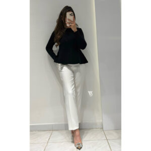 Dilvin Bisiklet Yaka Peplum Triko -SİYAH