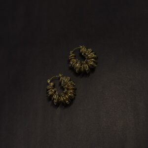 Çelik Taş Detay Halka Küpe -GOLD