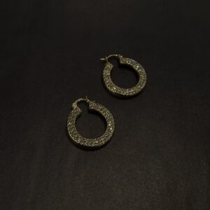 Çelik Taş Detay Küpe -GOLD