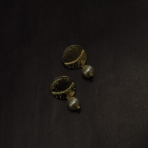 Çelik Büyük İnci Detay Küpe -GOLD