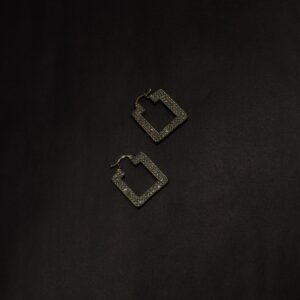 Çelik Taş Detay Kare Küpe -GOLD