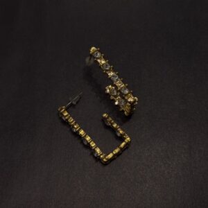 Çelik Taş Detay Küpe -GOLD