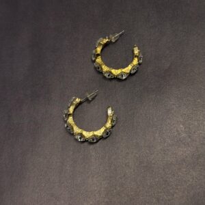 Çelik Taş Detay Küpe -GOLD