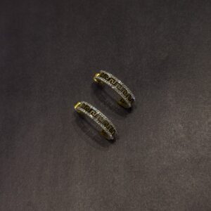 Çelik Taş Detay Halka Küpe -GOLD