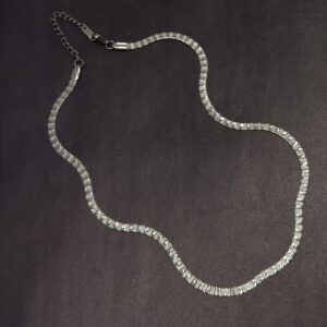 Çelik Desenli İtalyan Kolye -GÜMÜŞ