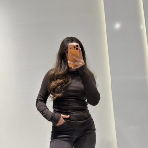 Dilvin Kayık Yaka Büzgülü Top -ACI KAHVE