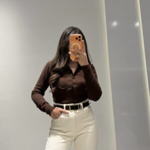 Polo Yaka Çıtçıtlı Triko -KAHVE