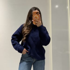 Dilvin Bisiklet Yaka Yumuşak Dokulu Kazak -LACİVERT