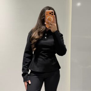 Dilvin Polo Yaka Düğme Detay Body -SİYAH