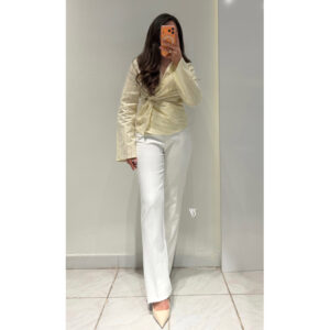 Dilvin Pens Detaylı Kumaş Pantolon -BEYAZ