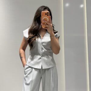 Dilvin Çizgili Yelek -GRİ