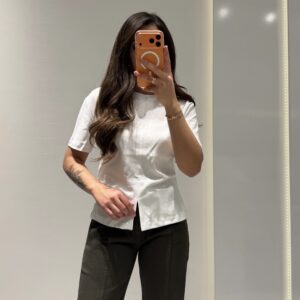 Dilvin %100 Pamuk Yırtmaç Detaylı T-shirt -BEYAZ