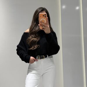 Dilvin Kayık Yaka Dökümlü Triko Kazak -SİYAH