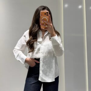 Tensel Çizgili Gömlek -BEYAZ