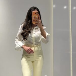 Sarı Çizgi Detay Slim Fit Gömlek