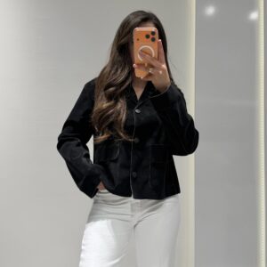 Dilvin Cep Detaylı Süet Ceket -SİYAH