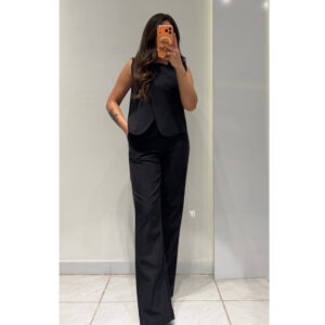 Süet Yelek/Pantolon Takım -SİYAH