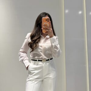 Pembe Çizgi Detay Slim Fit Gömlek