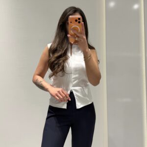 Dilvin Fermuar Detaylı Top -EKRU