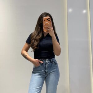 Dilvin Polo Yaka Top -LACİVERT