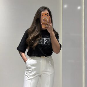 Taşlı T-shirt -SİYAH