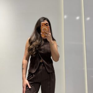 Dilvin Asimetrik Kesim Yelek -KAHVE