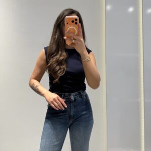 Dilvin Büzgülü Basic T-shirt -LACİVERT