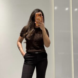 Dilvin Bisiklet Yaka Dokulu Triko Bluz -KAHVE