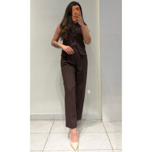 Dilvin Pensli Düz Paça Pantolon -KAHVE