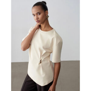 Dilvin Aksesuar Detaylı Basic T-Shirt -TAŞ