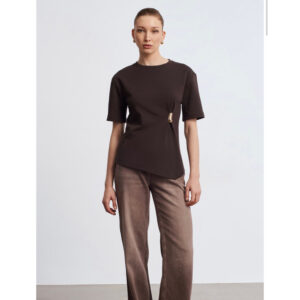 Dilvin Aksesuar Detaylı Basic T-Shirt -ACI KAHVE